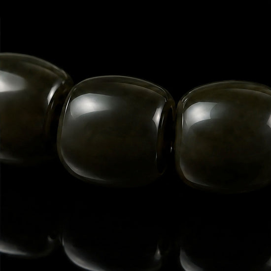Solid Drum Bracelet In Barrel-cut Nephrite - JadeChains