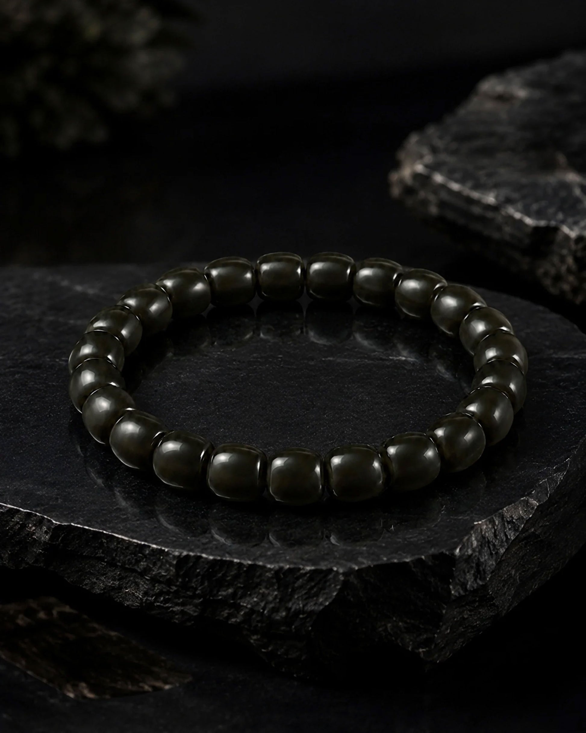 Solid Drum Bracelet In Barrel-cut Nephrite - JadeChains