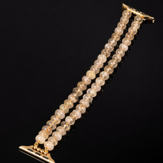 Twin Thread Watch Straps In Rutilated Quartz - JadeChains
