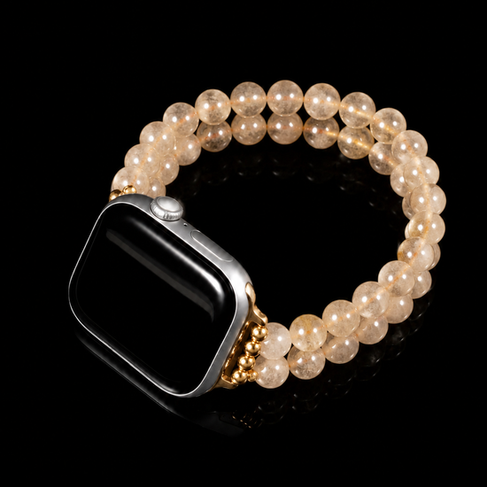 Twin Thread Watch Straps In Rutilated Quartz - JadeChains