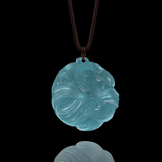 Unyielding Rikishi Pendant In Mayan Blue Jade - JadeChains