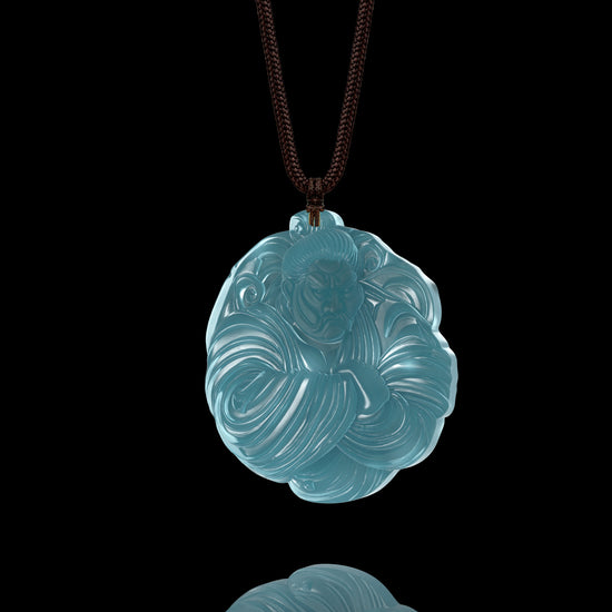 Unyielding Rikishi Pendant In Mayan Blue Jade - JadeChains