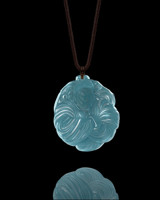 Unyielding Rikishi Pendant In Mayan Blue Jade - JadeChains