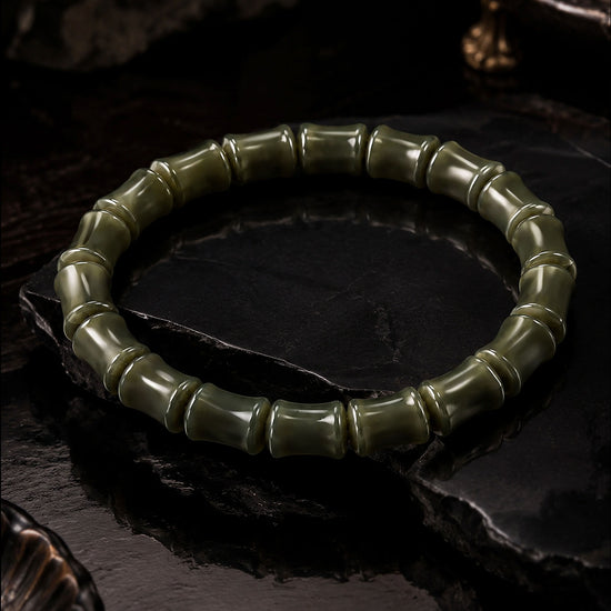 Verdant Vertebrae Bracelet In Nephrite - JadeChains