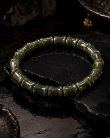 Verdant Vertebrae Bracelet In Nephrite - JadeChains