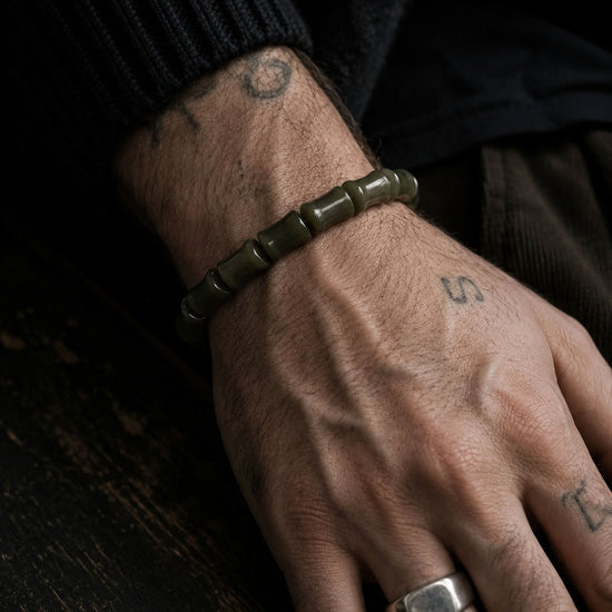 Verdant Vertebrae Bracelet In Nephrite - JadeChains