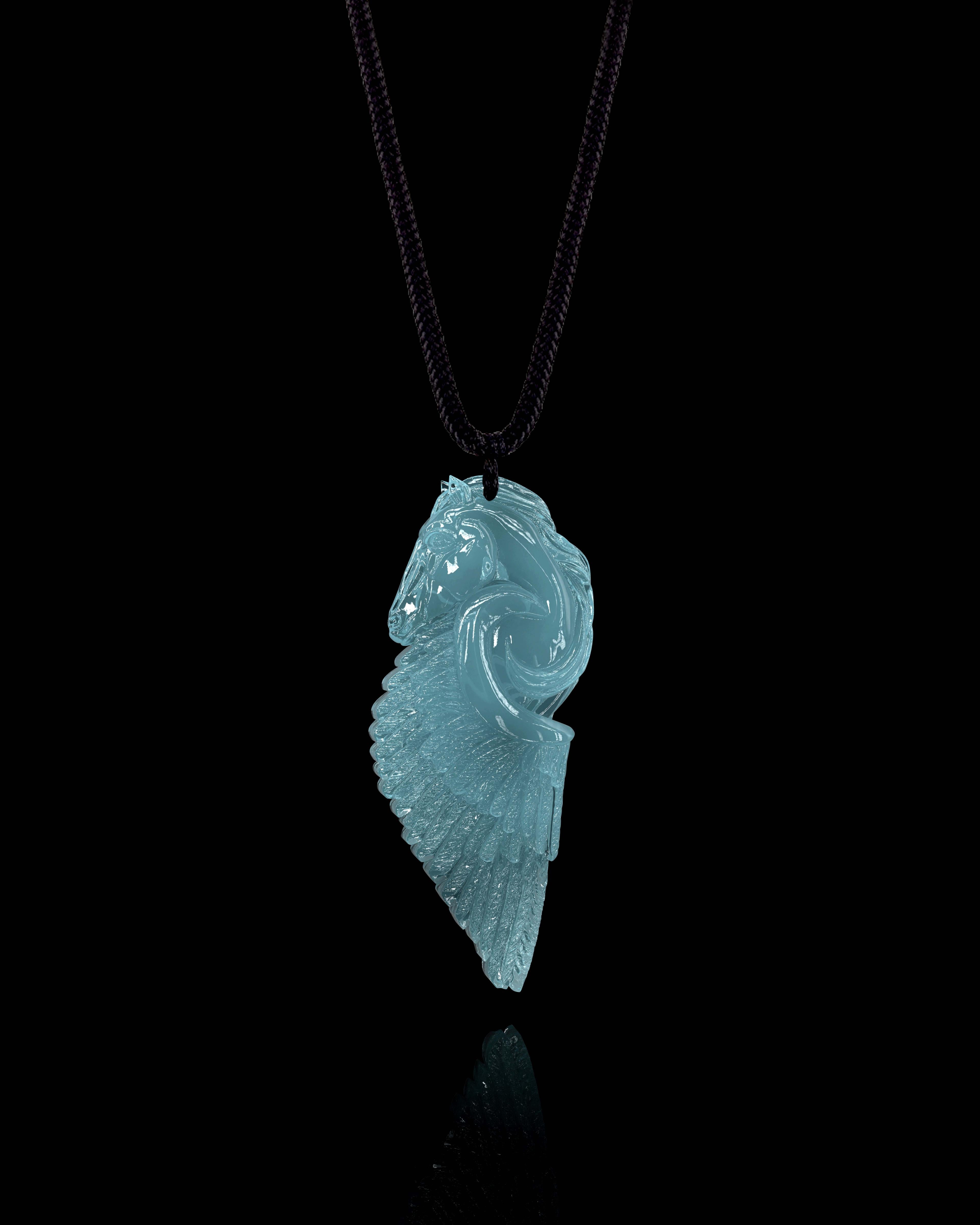 Pegasus Wing Pendant In Mayan Blue Jade