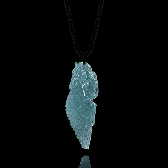 Pegasus Wing Pendant In Mayan Blue Jade - JadeChains