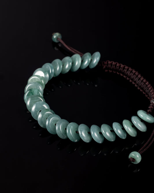 Woven Disc Bracelet In Guatemalan Jade - JadeChains